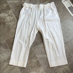 Anne Klein White linen blend Drawstring Pants like new